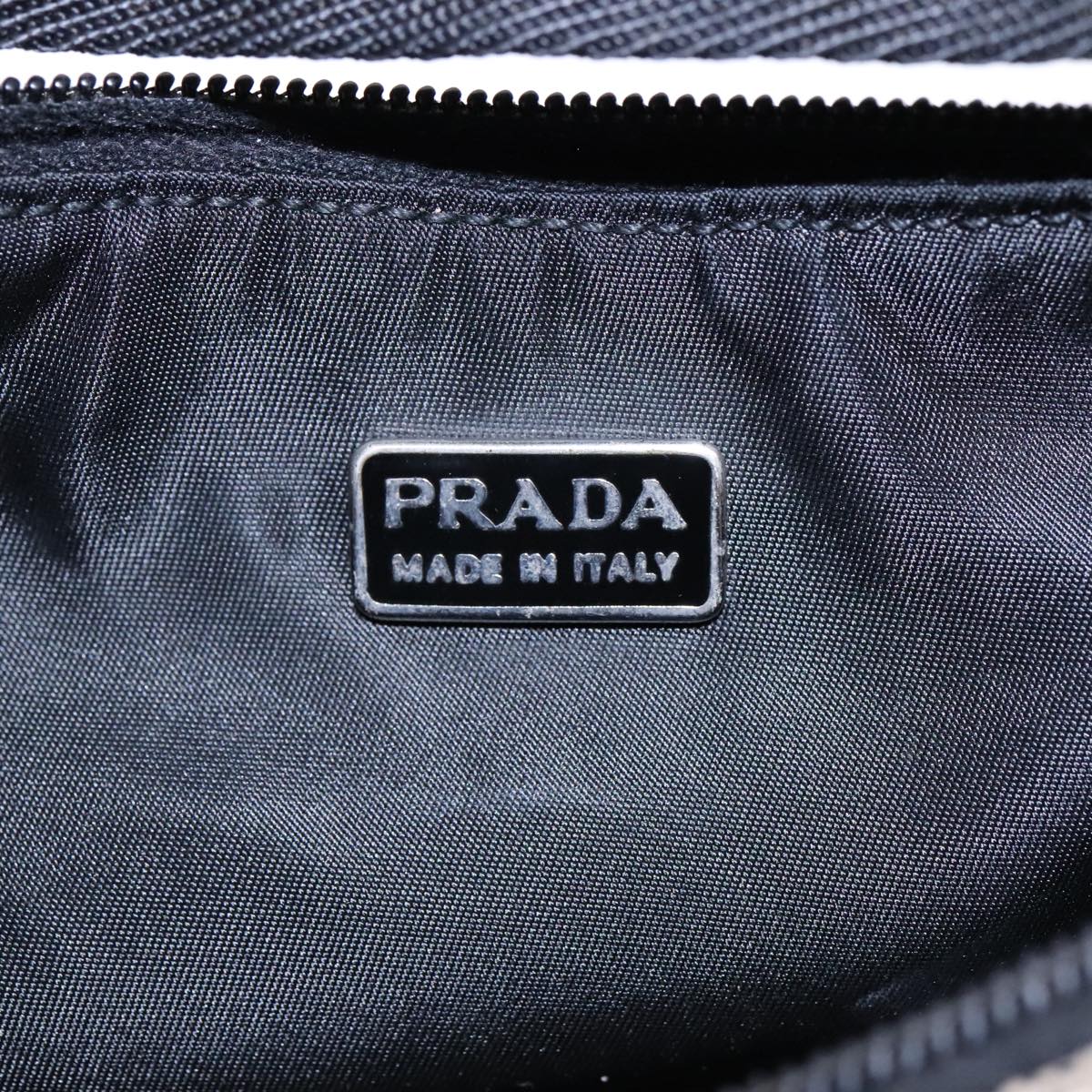 PRADA Sports Hand Bag Canvas White Black Silver Auth 91239