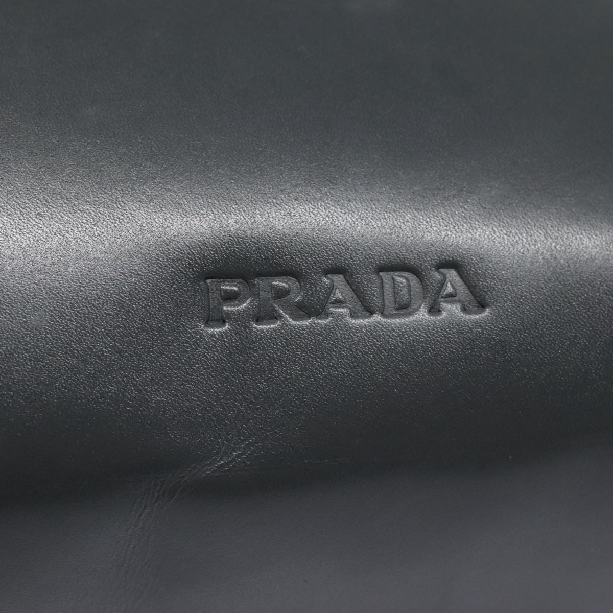 PRADA Hand Bag Leather Gray Auth 91243