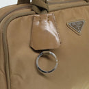 PRADA Hand Bag Nylon Khaki Silver Auth 91246-10