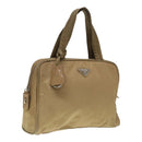 PRADA Hand Bag Nylon Khaki Silver Auth 91246-1