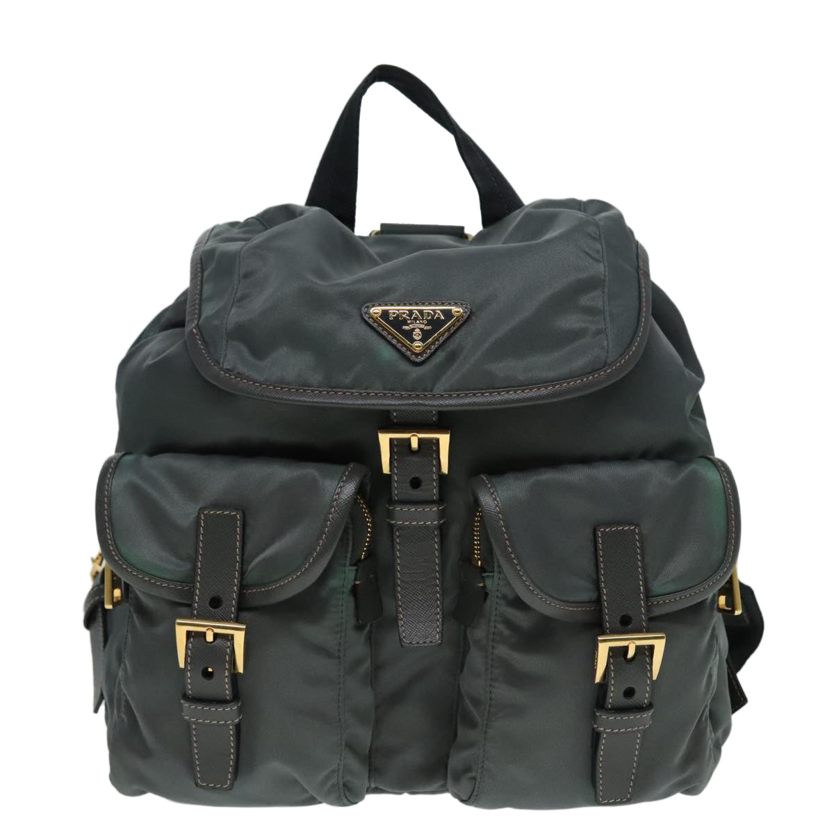 PRADA Backpack Nylon Gray Silver Auth 91247