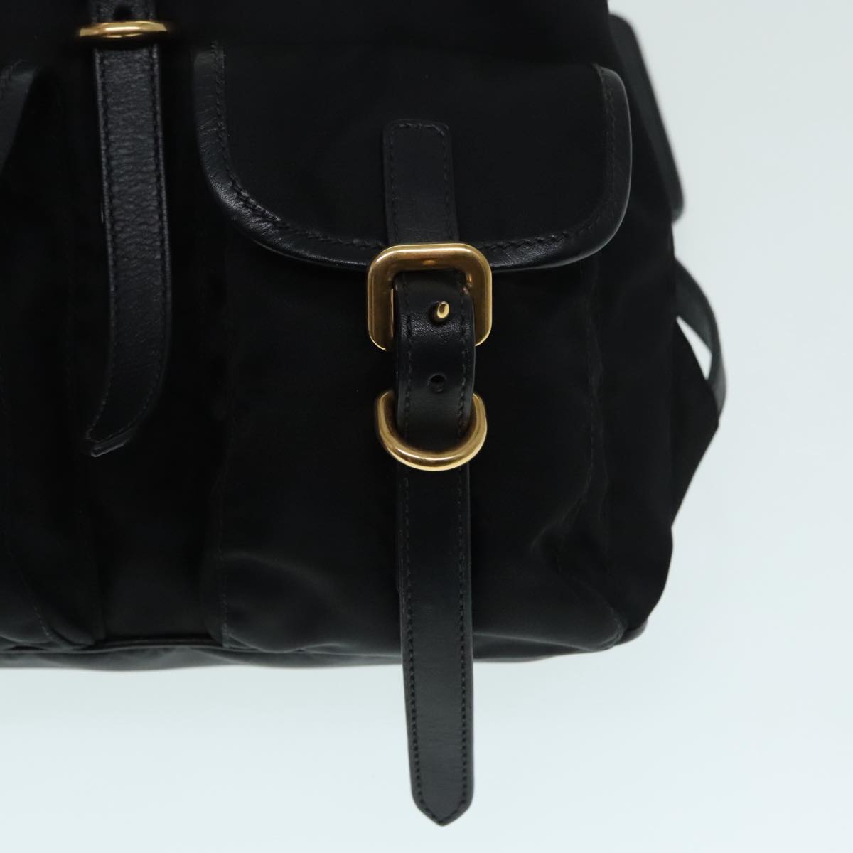 PRADA Backpack Nylon Black Gold Auth 91248