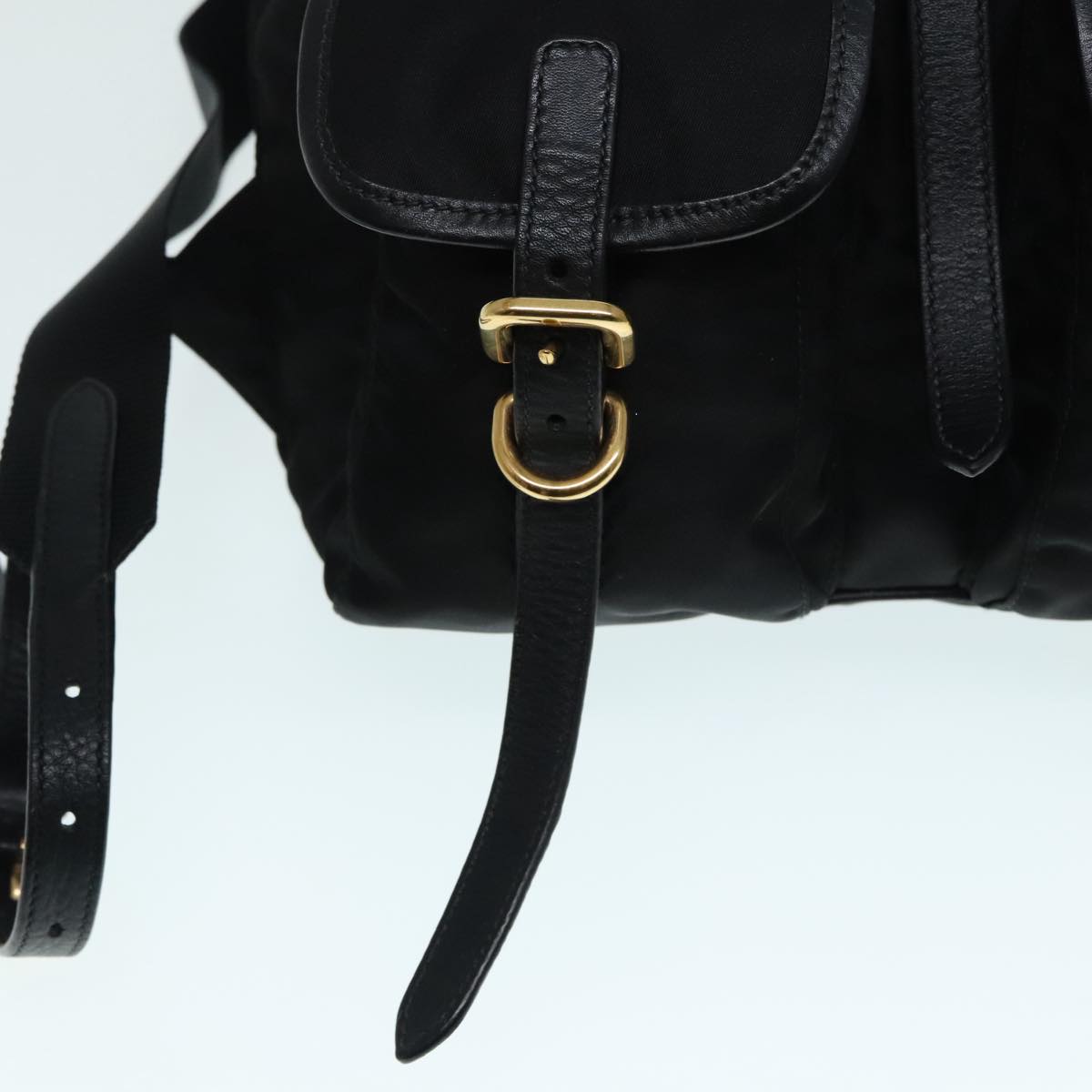 PRADA Backpack Nylon Black Gold Auth 91248