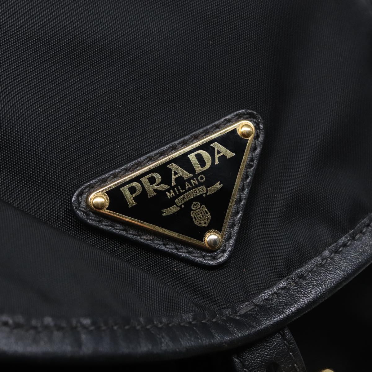 PRADA Backpack Nylon Black Gold Auth 91248