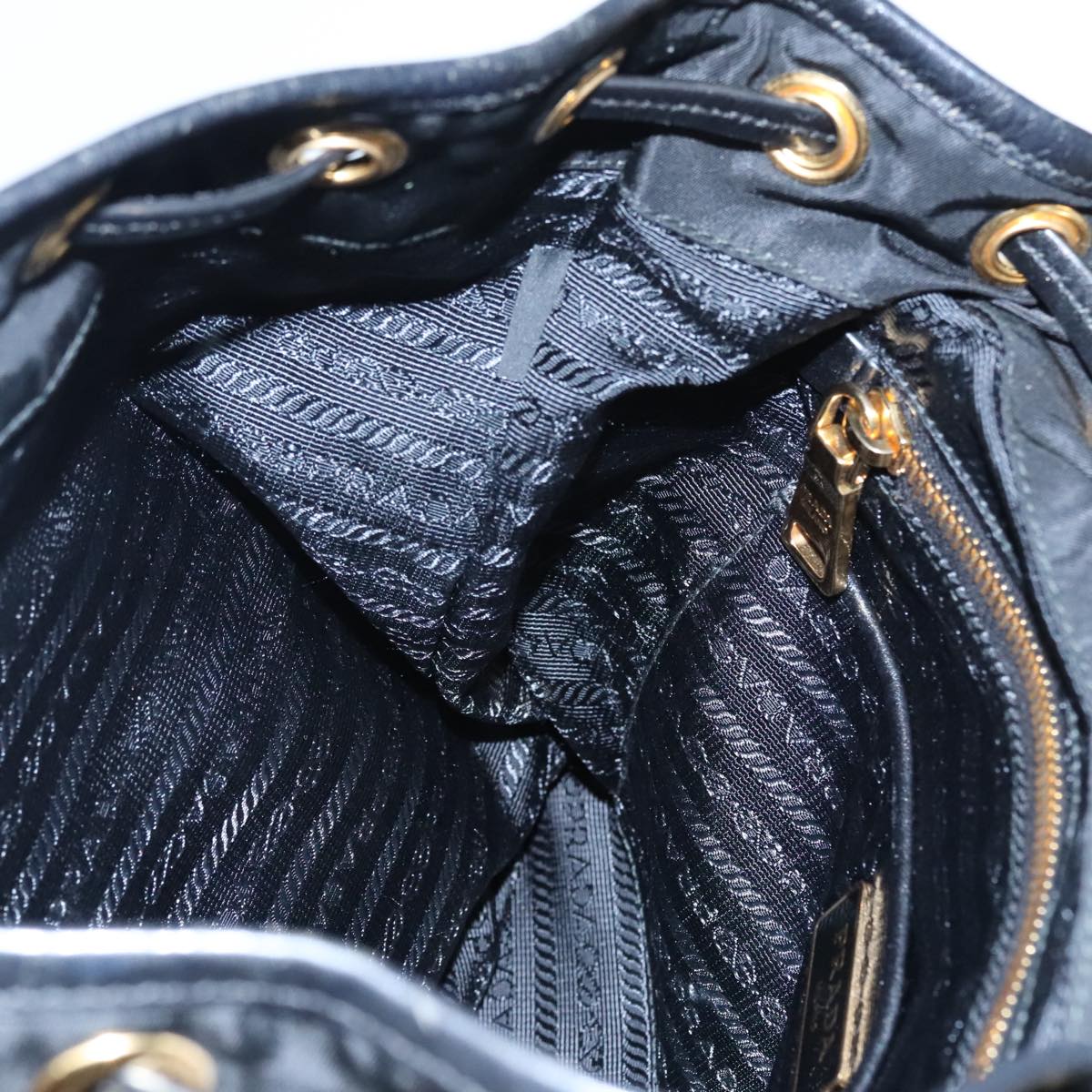 PRADA Backpack Nylon Black Gold Auth 91248