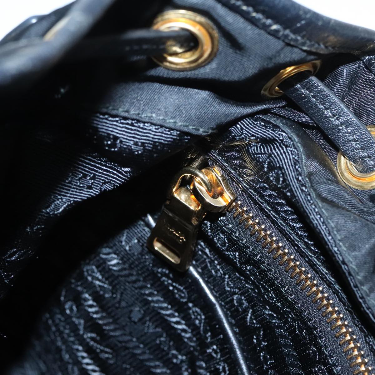 PRADA Backpack Nylon Black Gold Auth 91248