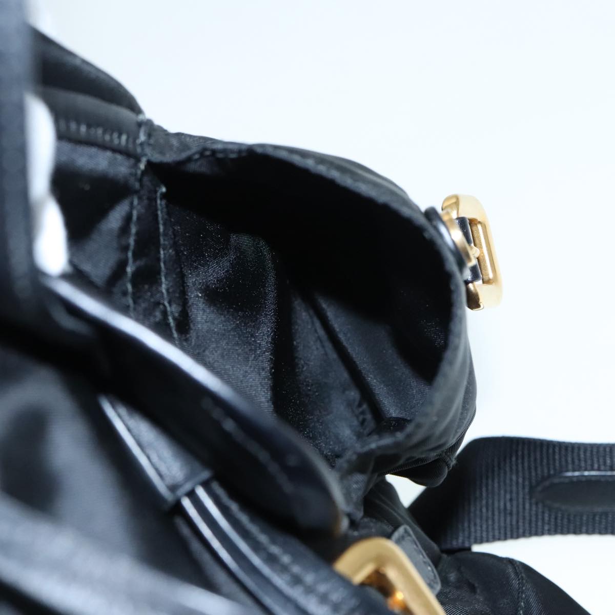 PRADA Backpack Nylon Black Gold Auth 91248