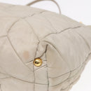 PRADA Chain Quilted Shoulder Bag Nylon Beige Gold Auth 91253-9