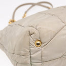 PRADA Chain Quilted Shoulder Bag Nylon Beige Gold Auth 91253-16