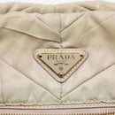 PRADA Chain Quilted Shoulder Bag Nylon Beige Gold Auth 91253-17
