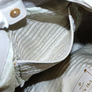 PRADA Chain Quilted Shoulder Bag Nylon Beige Gold Auth 91253-11