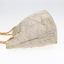 PRADA Chain Quilted Shoulder Bag Nylon Beige Gold Auth 91253-3