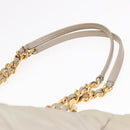 PRADA Chain Quilted Shoulder Bag Nylon Beige Gold Auth 91253-8