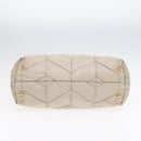PRADA Chain Quilted Shoulder Bag Nylon Beige Gold Auth 91253-5