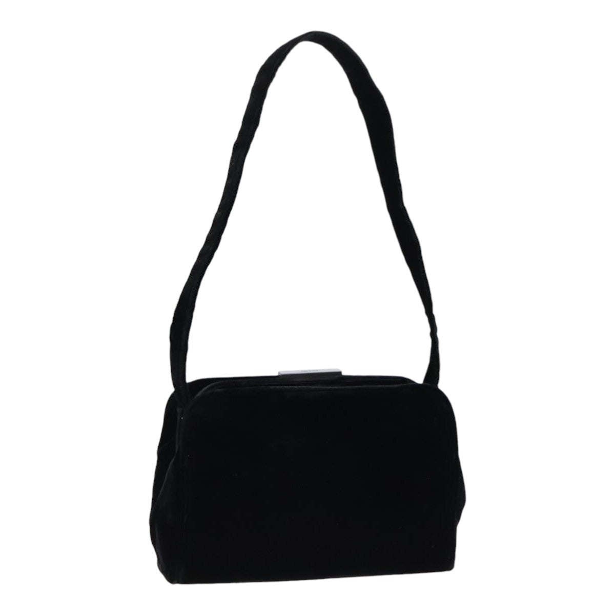 PRADA Shoulder Bag Velor Black Auth 91256