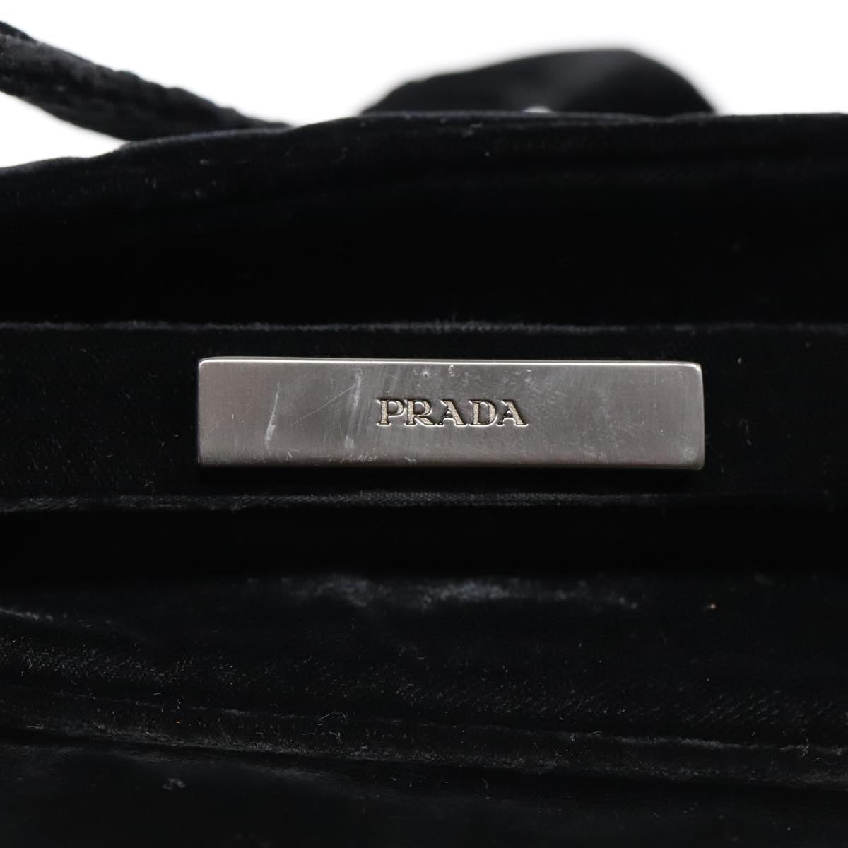 PRADA Shoulder Bag Velor Black Auth 91256