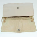 PRADA Shoulder Bag Leather White Silver Auth 91257-20