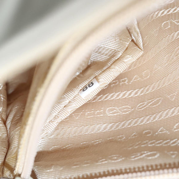 PRADA Shoulder Bag Leather White Silver Auth 91257