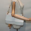 PRADA Shoulder Bag Leather White Silver Auth 91257-26
