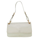 PRADA Shoulder Bag Leather White Silver Auth 91257-13