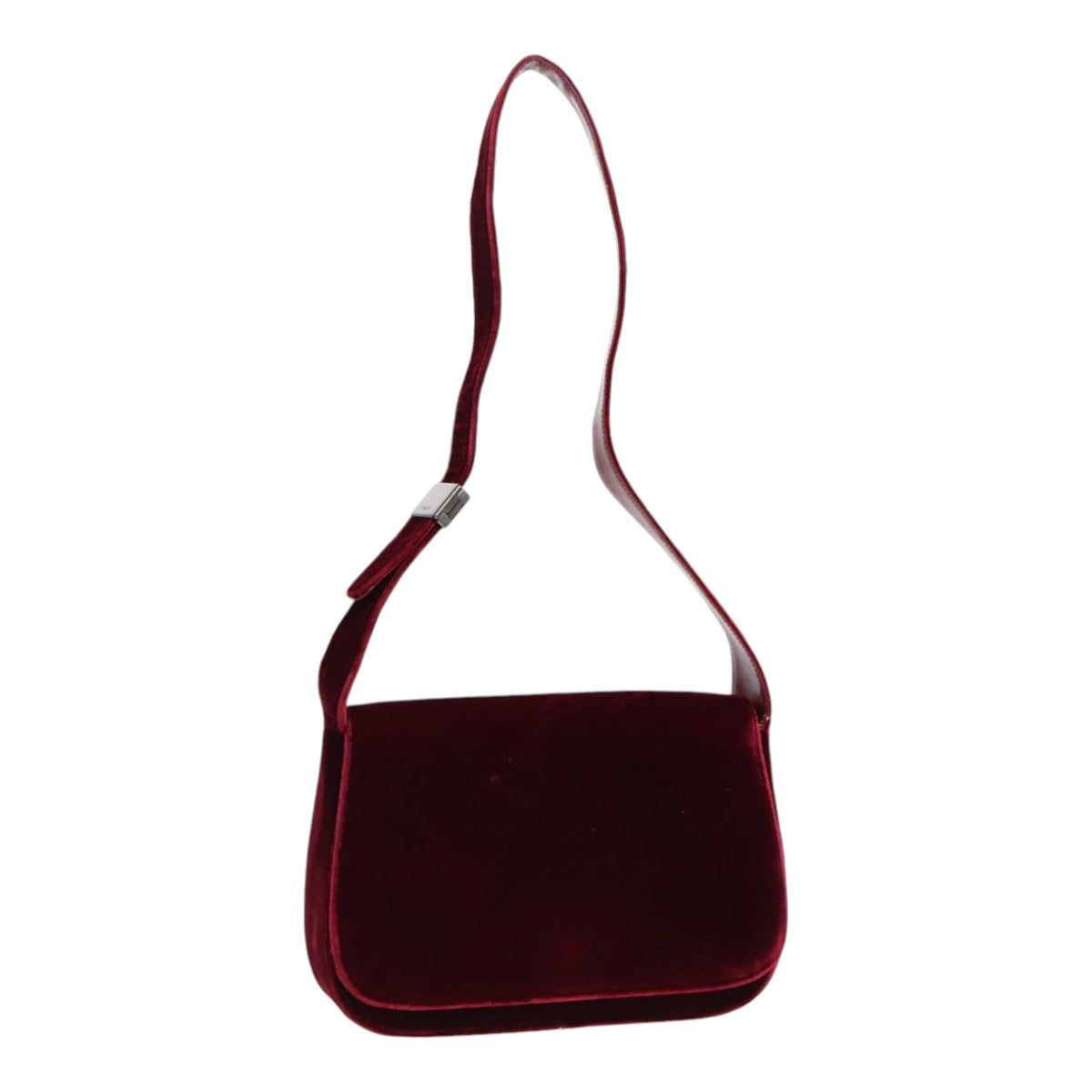 PRADA Shoulder Bag Velor Wine Red Auth 91258