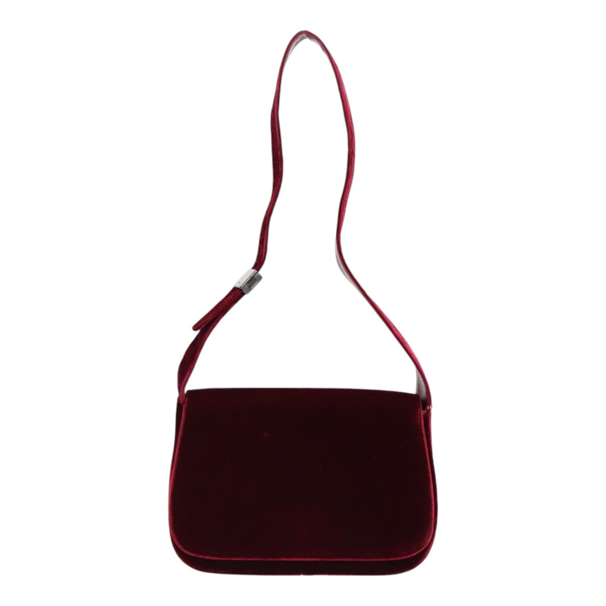 PRADA Shoulder Bag Velor Wine Red Auth 91258