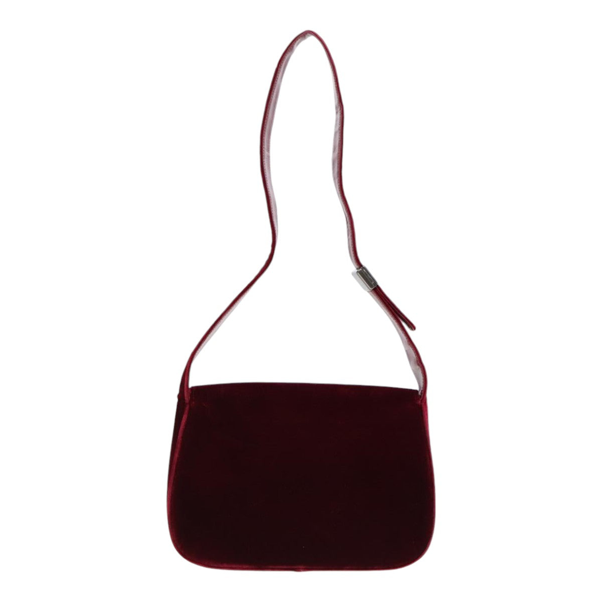 PRADA Shoulder Bag Velor Wine Red Auth 91258 - 0