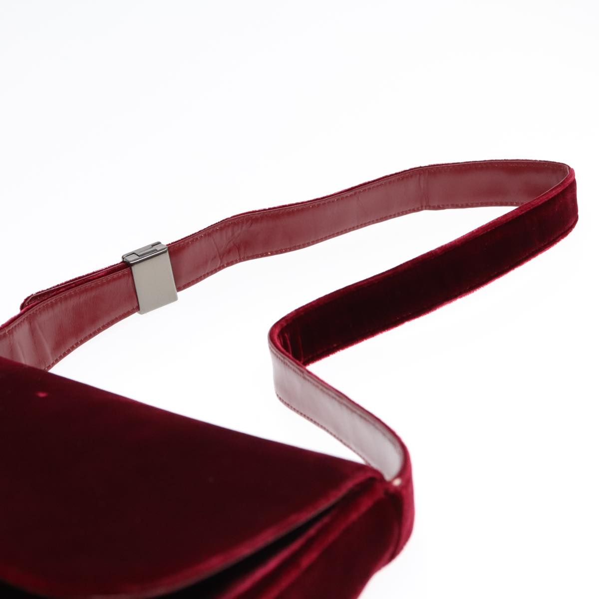 PRADA Shoulder Bag Velor Wine Red Auth 91258