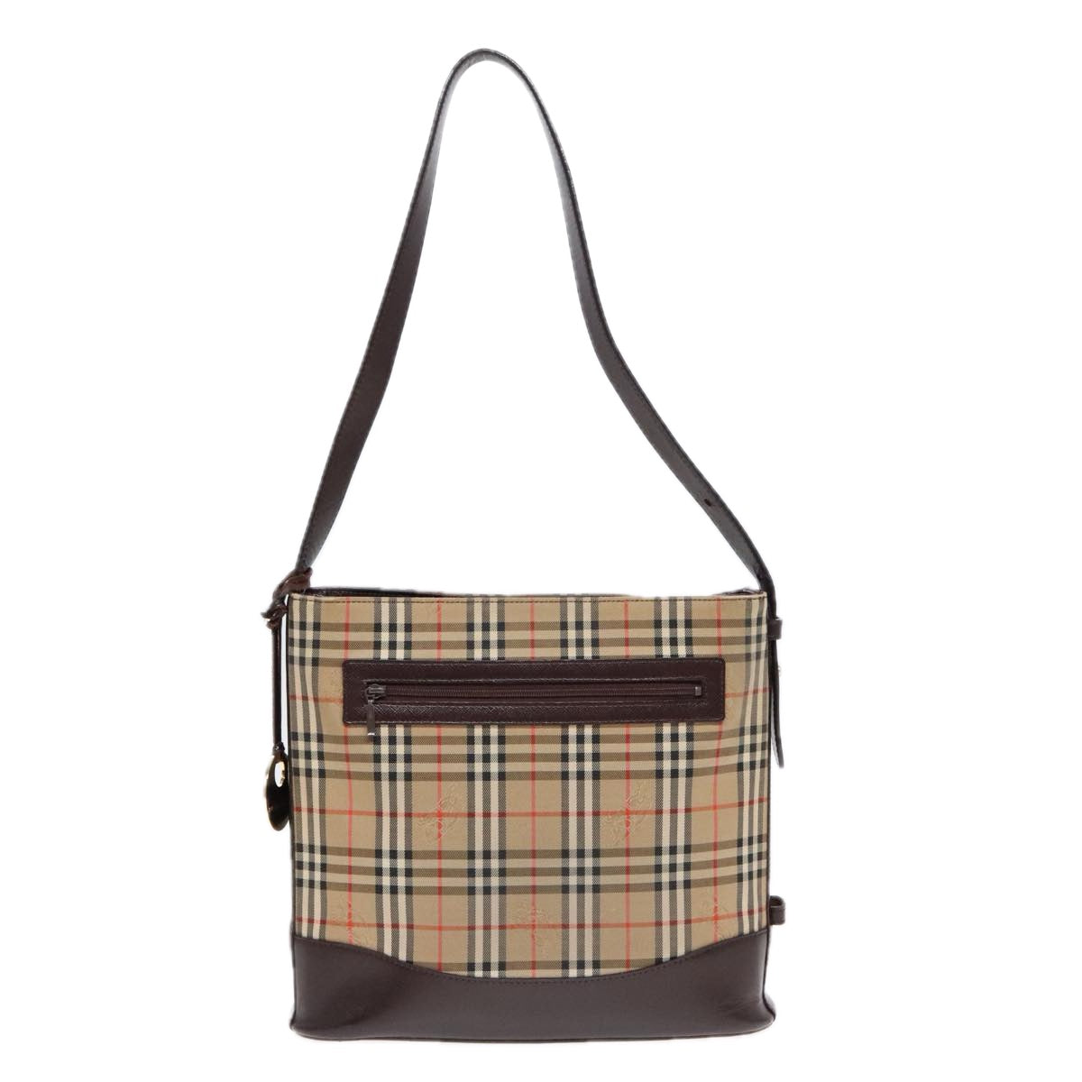 BURBERRY Nova Check Shoulder Bag Canvas Leather Beige Dark Brown gold Auth 91261 - 0