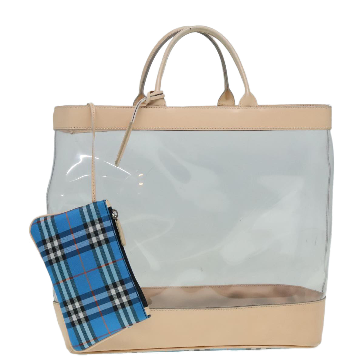 BURBERRY Nova Check Tote Bag Vinyl Clear Auth 91264