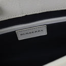 BURBERRY Hand Bag Canvas White Navy Silver Auth 91265-10