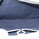 BURBERRY Hand Bag Canvas White Navy Silver Auth 91265-12