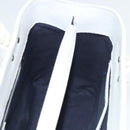 BURBERRY Hand Bag Canvas White Navy Silver Auth 91265-17