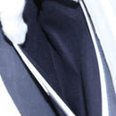 BURBERRY Hand Bag Canvas White Navy Silver Auth 91265-20