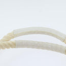 BURBERRY Hand Bag Canvas White Navy Silver Auth 91265-8