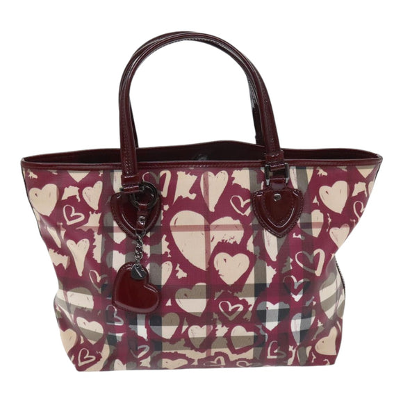 BURBERRY Nova Check Shopper PVC Beige Zilver Auth 91267