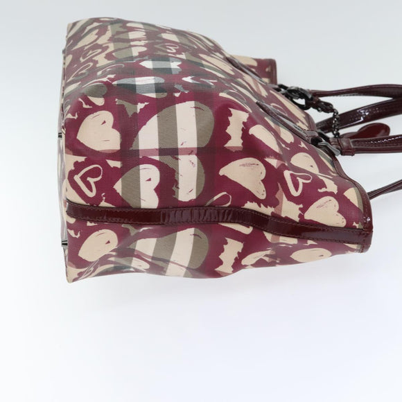 BURBERRY Nova Check Shopper PVC Beige Zilver Auth 91267