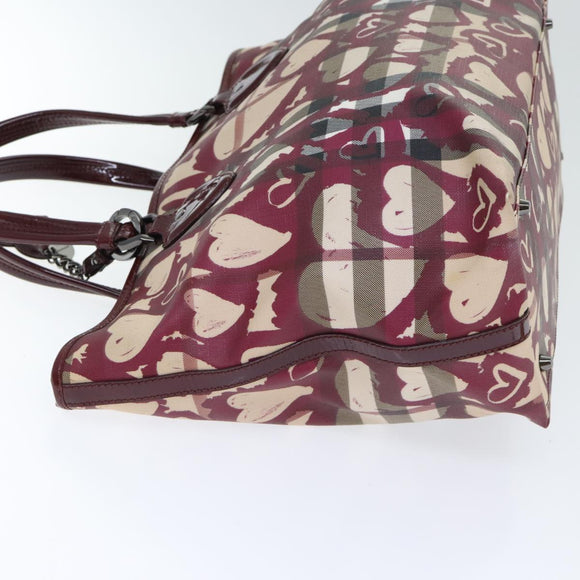 BURBERRY Nova Check Shopper PVC Beige Zilver Auth 91267