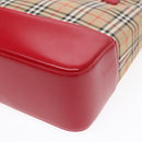 BURBERRY Nova Check Tote Bag Canvas Leather Beige Red gold Auth 91268-9