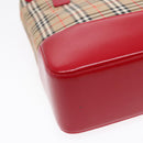 BURBERRY Nova Check Tote Bag Canvas Leather Beige Red gold Auth 91268-14