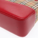 BURBERRY Nova Check Tote Bag Canvas Leather Beige Red gold Auth 91268-15