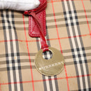 BURBERRY Nova Check Tote Bag Canvas Leather Beige Red gold Auth 91268-10