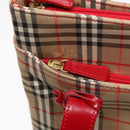 BURBERRY Nova Check Tote Bag Canvas Leather Beige Red gold Auth 91268-18