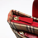BURBERRY Nova Check Tote Bag Canvas Leather Beige Red gold Auth 91268-19