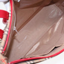 BURBERRY Nova Check Tote Bag Canvas Leather Beige Red gold Auth 91268-11