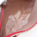 BURBERRY Nova Check Tote Bag Canvas Leather Beige Red gold Auth 91268-12