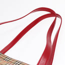 BURBERRY Nova Check Tote Bag Canvas Leather Beige Red gold Auth 91268-8
