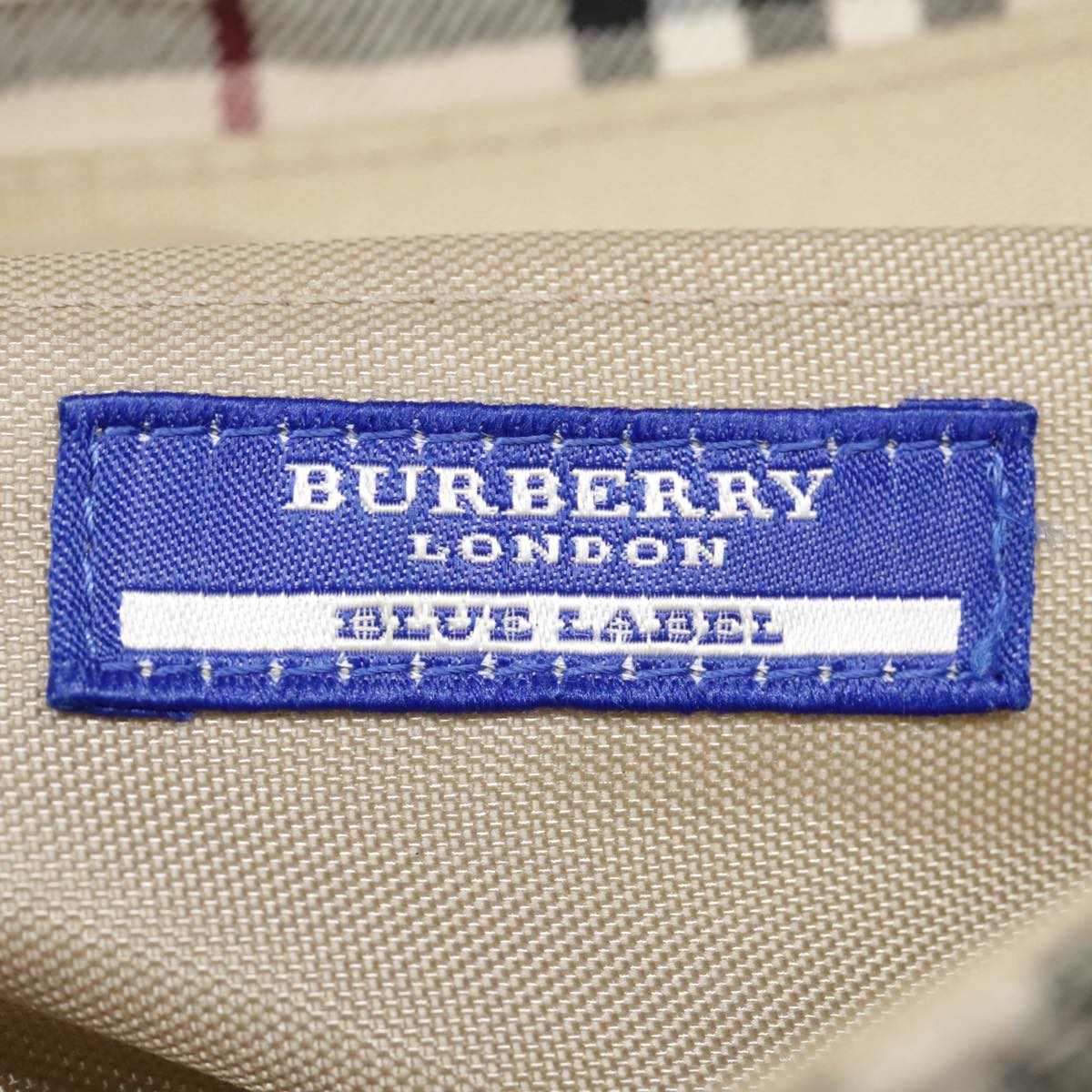 BURBERRY Nova Check Blue Label Shoulder Bag Canvas Beige Red Auth 91270