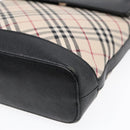 BURBERRY Nova Check Shoulder Bag Canvas Leather Beige Black Silver Auth 91272-9