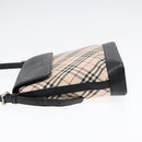 BURBERRY Nova Check Shoulder Bag Canvas Leather Beige Black Silver Auth 91272-3